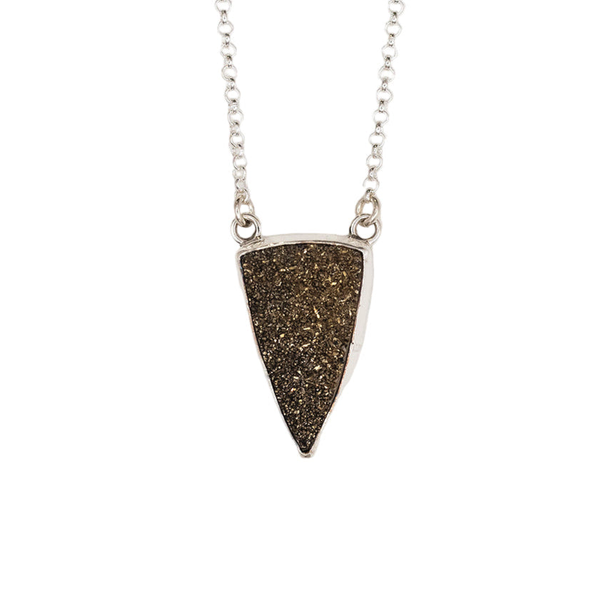 Bronze Triangular Druzy Pendant