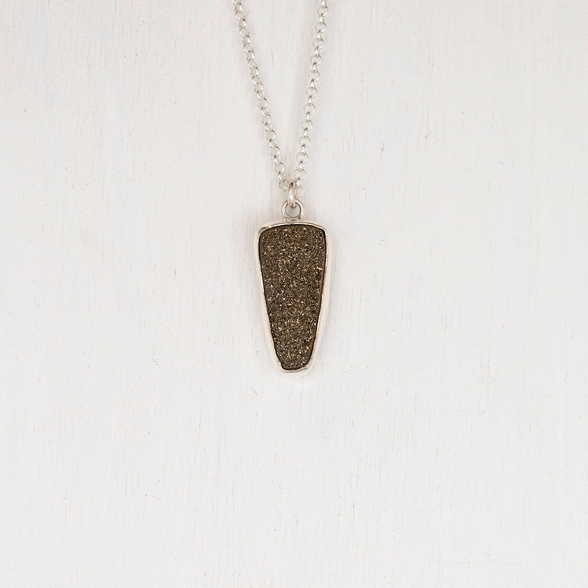 Bronze Triangular Druzy Pendant