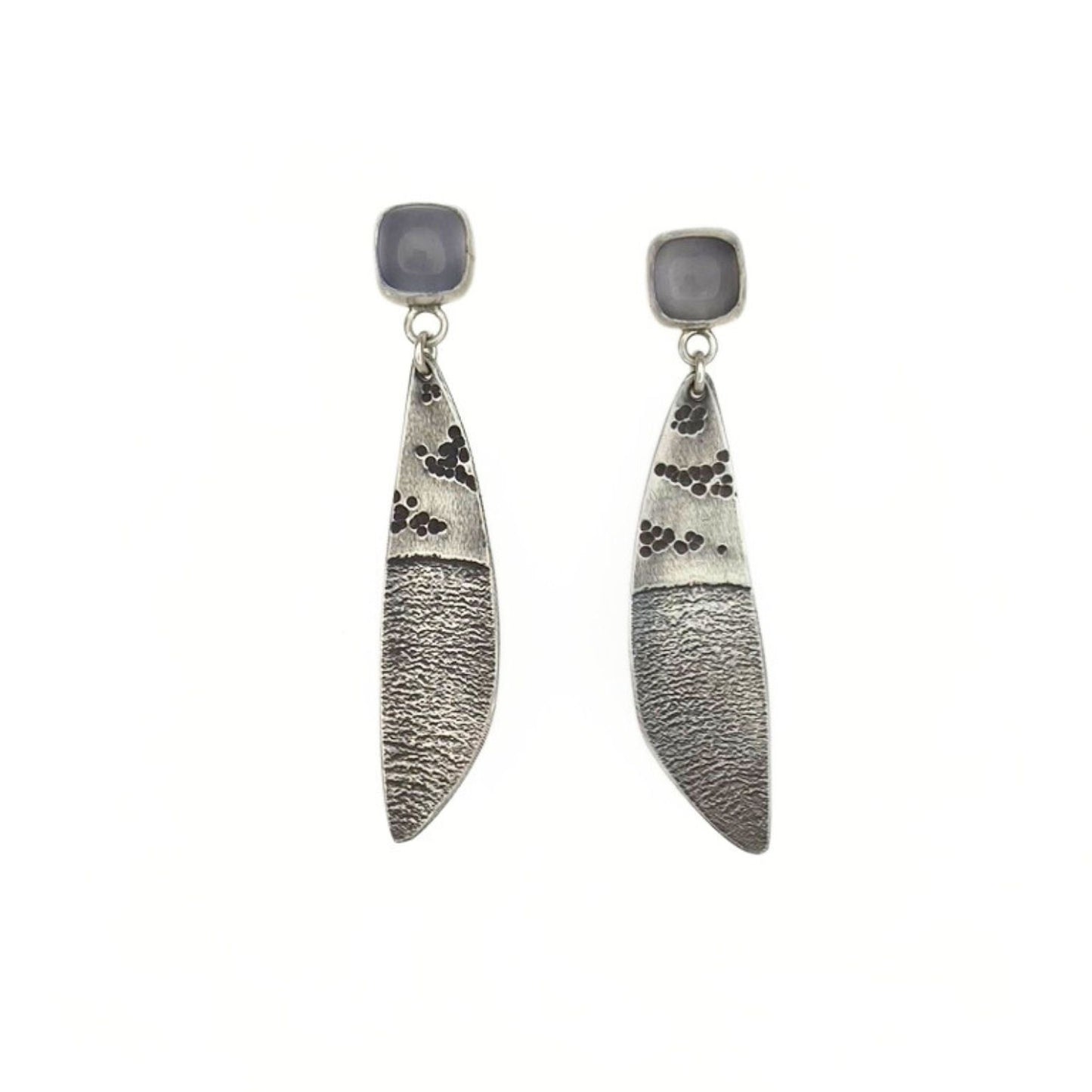 Silver and Chalcedony Silver Landscape Earrings 14