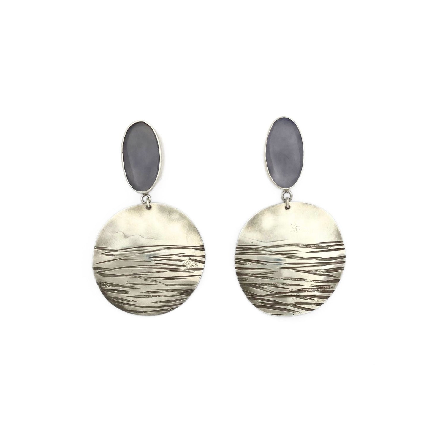 Silver and Chalcedony Silver Landscape Earrings 9