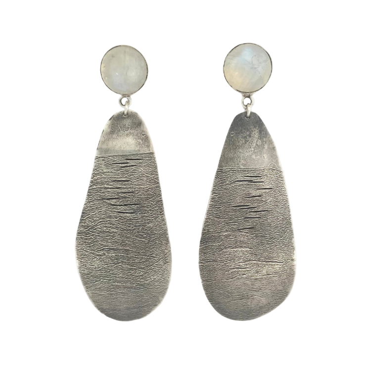 Moonstone Silver Landscape Earrings
