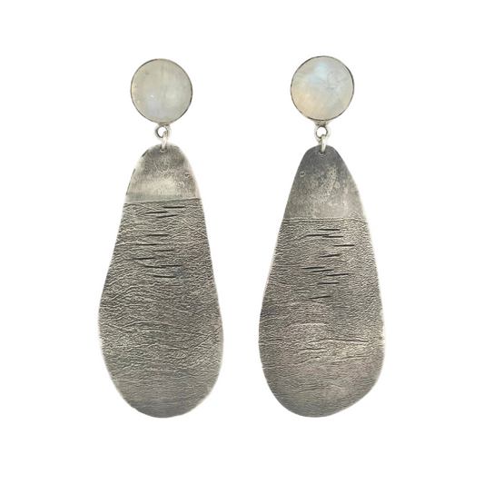 Moonstone Silver Landscape Earrings