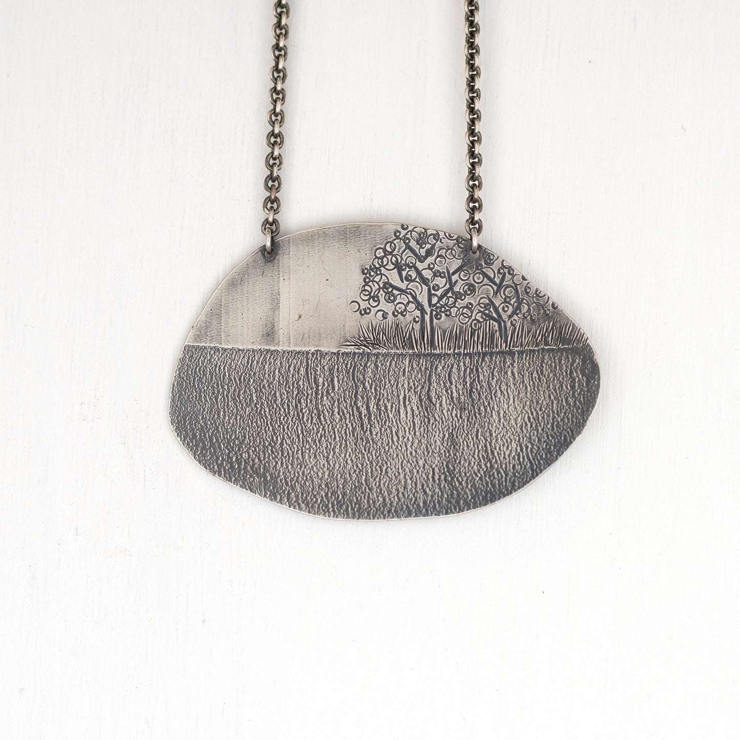 Large Silver Landscape Necklace 28