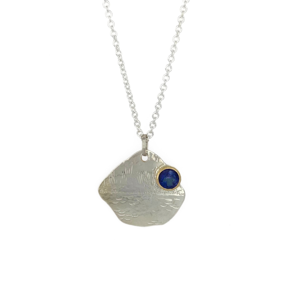 Silver Landscape Necklace with Mystic Topaz set in 18kt Gold