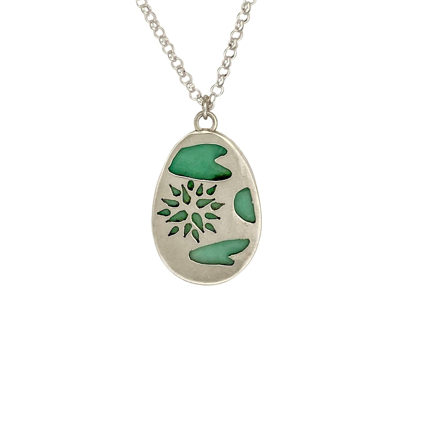 Oval Opalized Wood Pendant with a Hearts and Star on the back