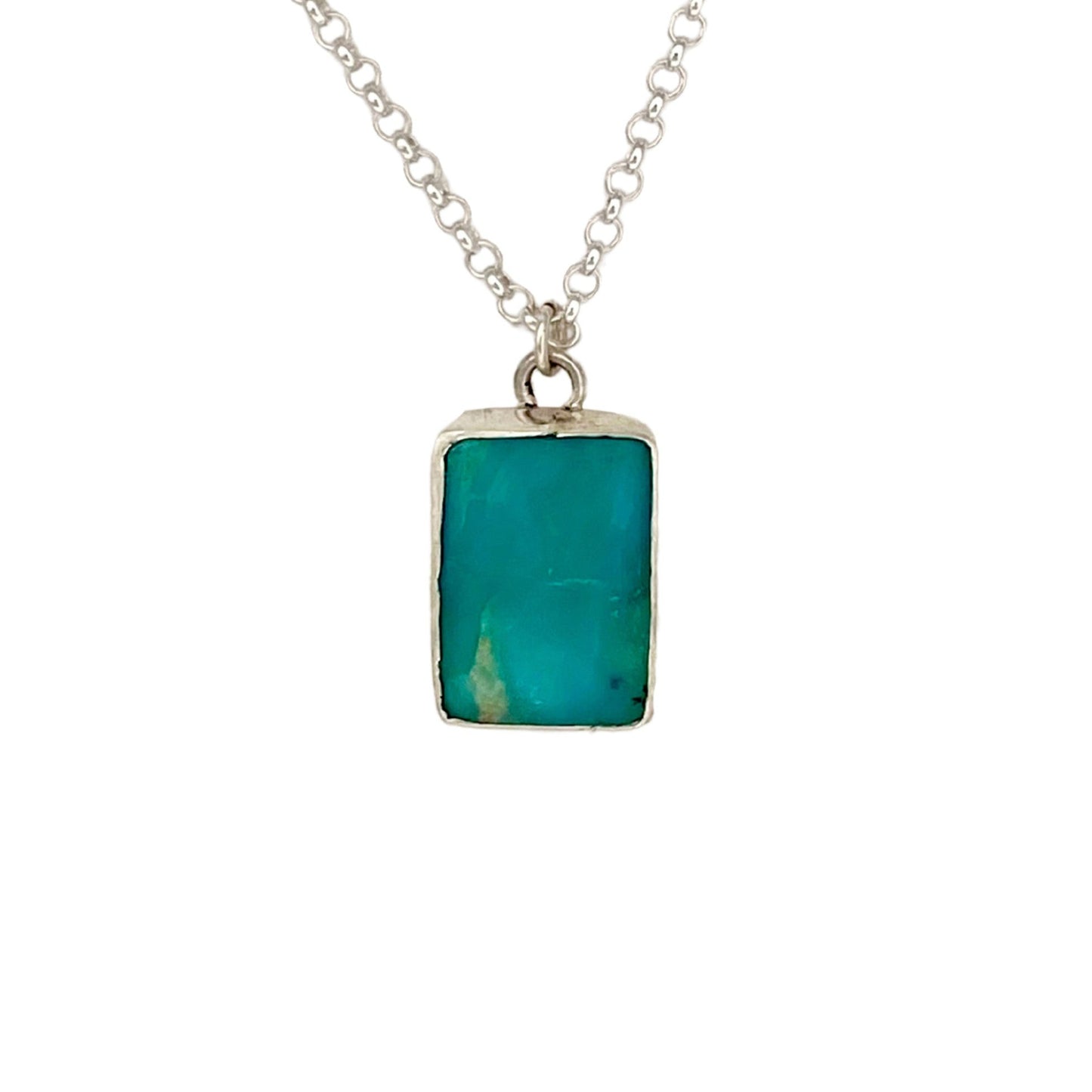 Rectangle Opalized Wood Pendant with a Wave on the back