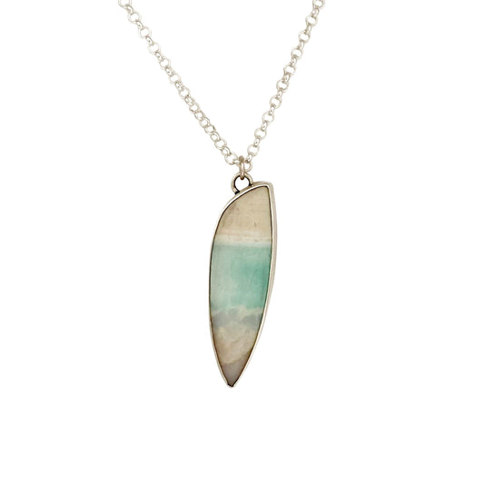 Opalized Wood Pendant with Shell on the Back
