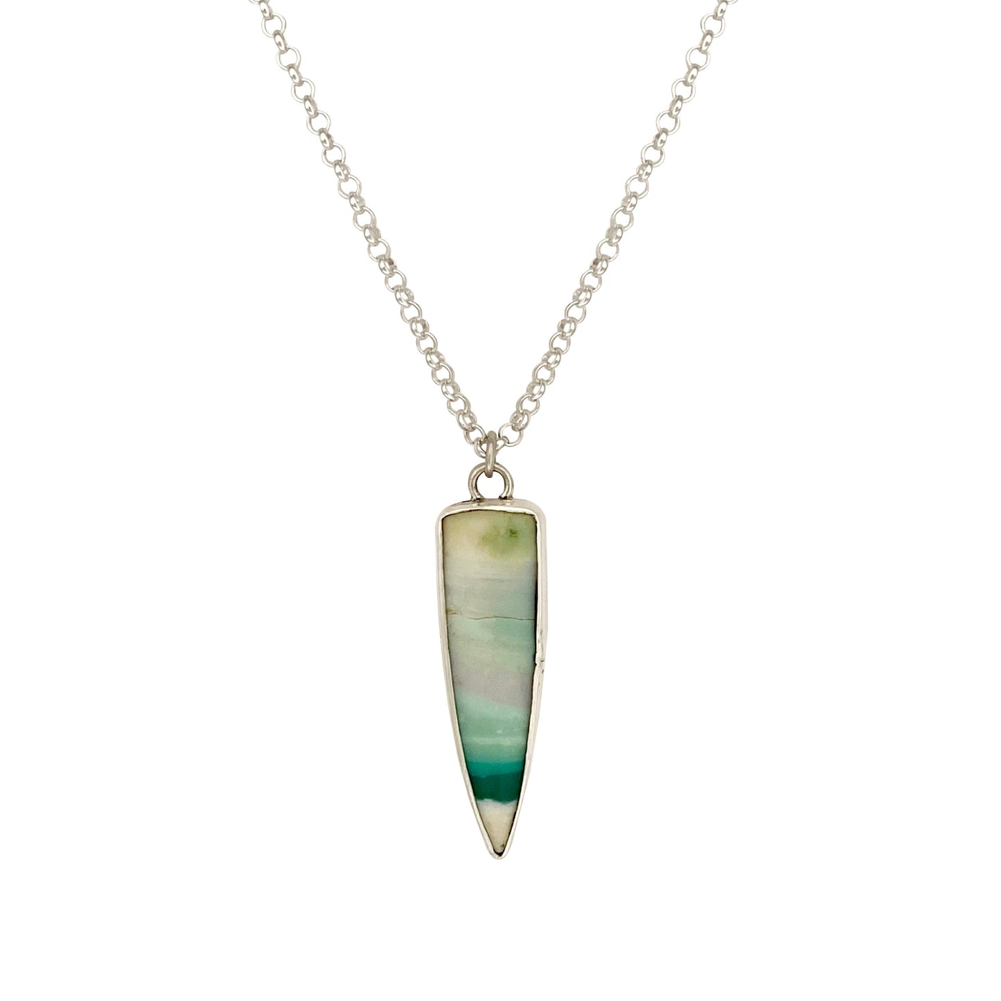Opalized Wood Pendant with Mermaid Tail on the Back