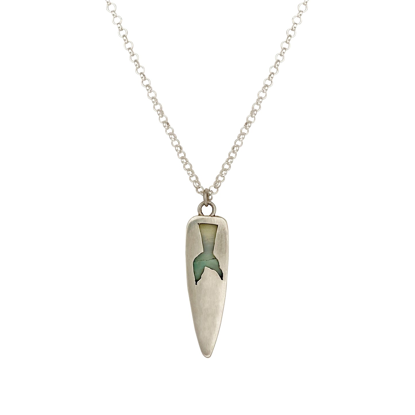 Opalized Wood Pendant with Mermaid Tail on the Back