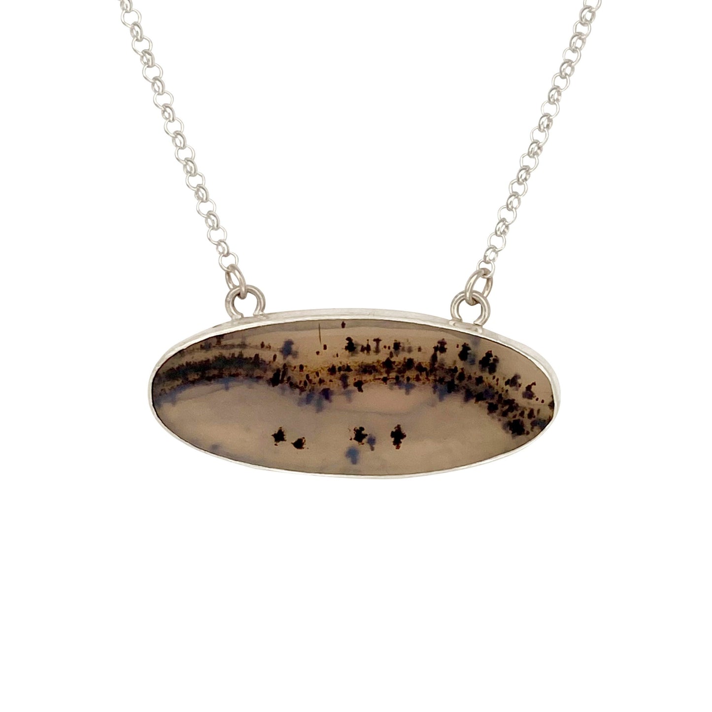 Montana Agate Pendant with a Tree Landscape on the Back