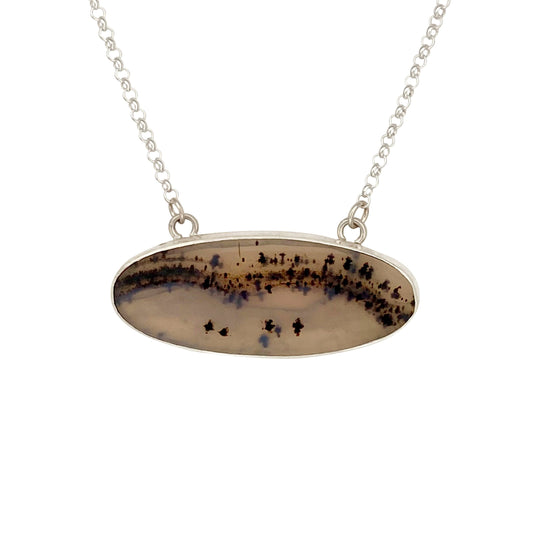 Montana Agate Pendant with a Tree Landscape on the Back
