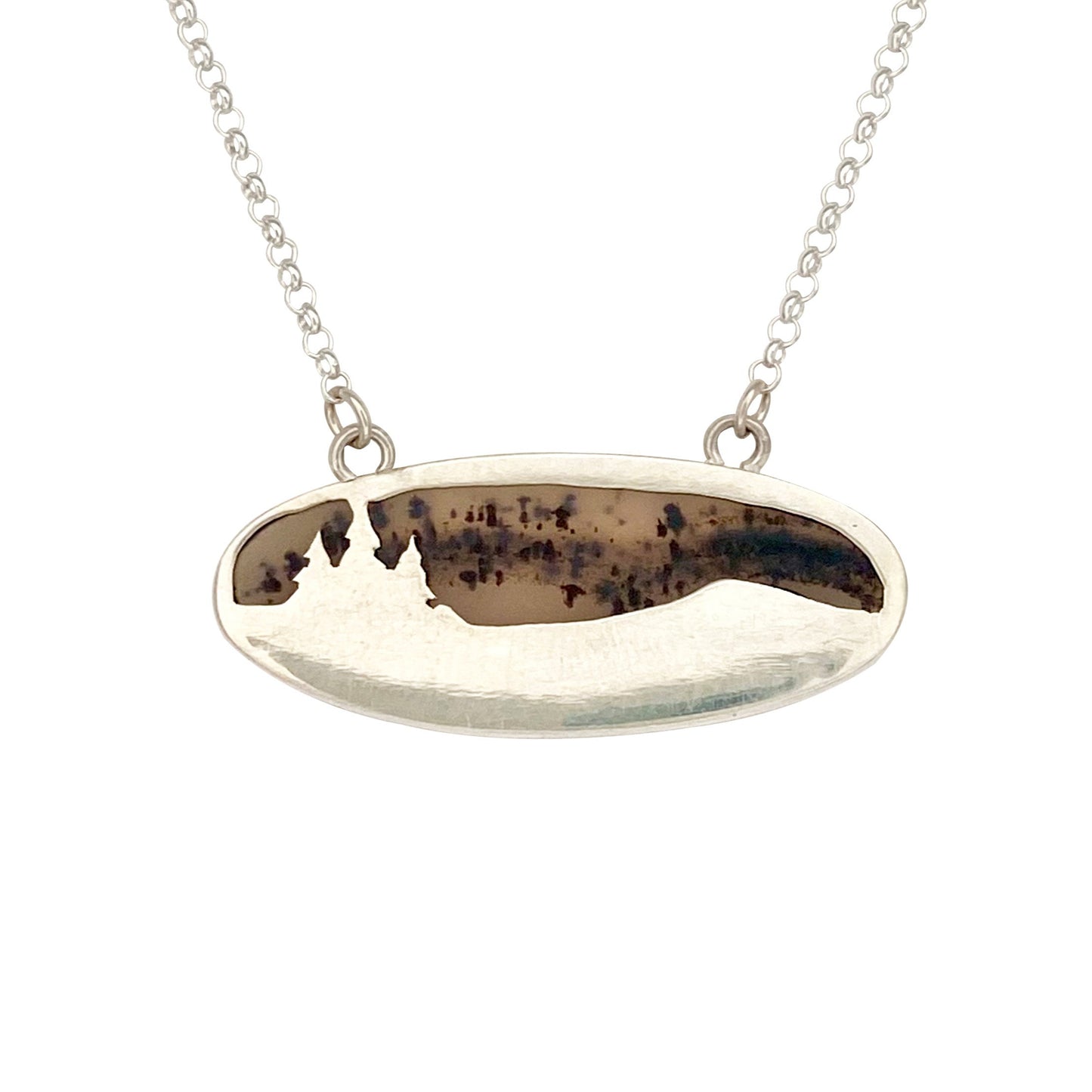 Montana Agate Pendant with a Tree Landscape on the Back
