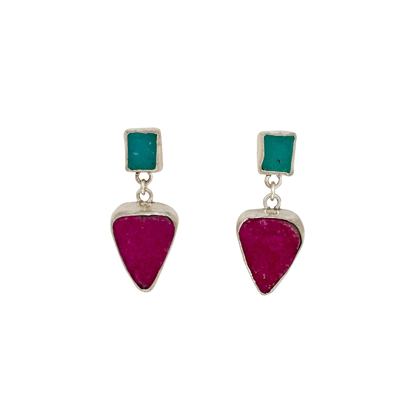 Natural Druzy Stud Dangle Earrings
