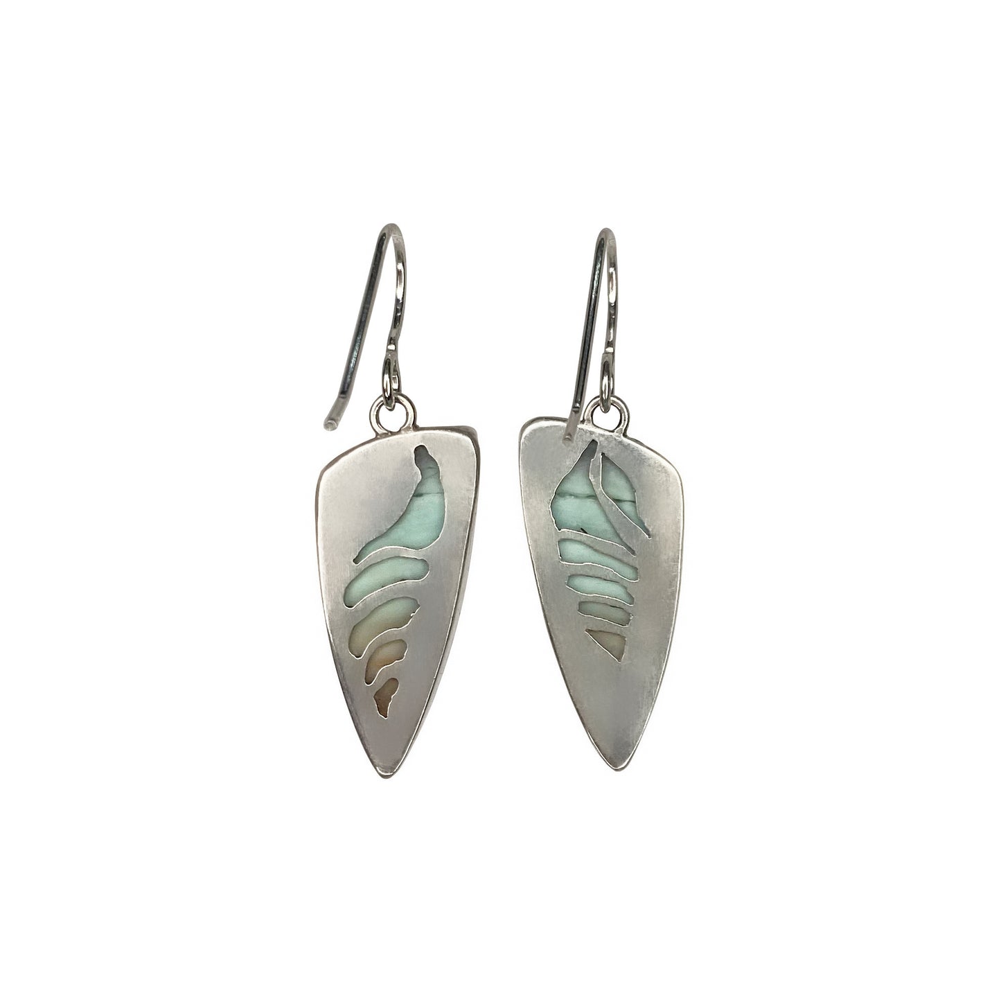 Opalized Wood Dangle Earrings with Conch on the Backs
