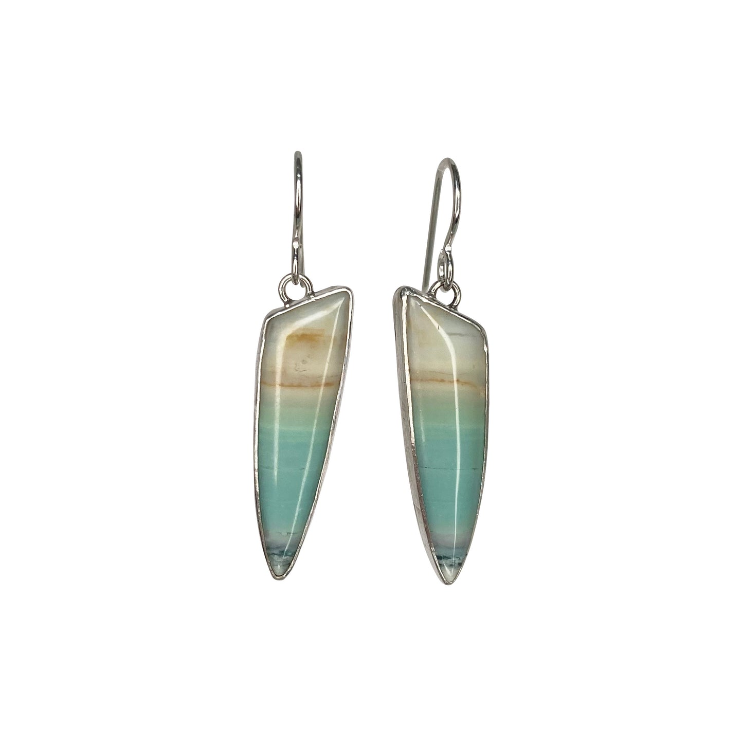 Opalized Wood Dangle Earrings with Conch on the Back
