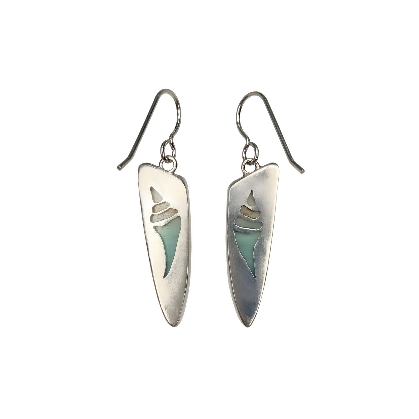Opalized Wood Dangle Earrings with Conch on the Back