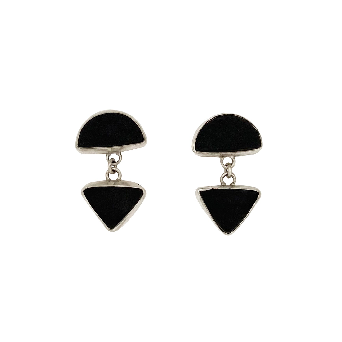 Black Druzy Stud with Dangle Earrings