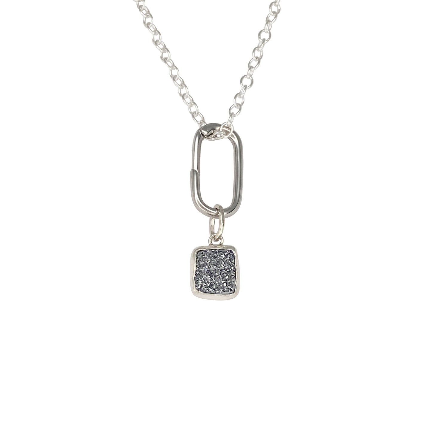 Silver Square Druzy Charm