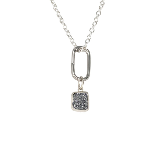 Silver Square Druzy Charm