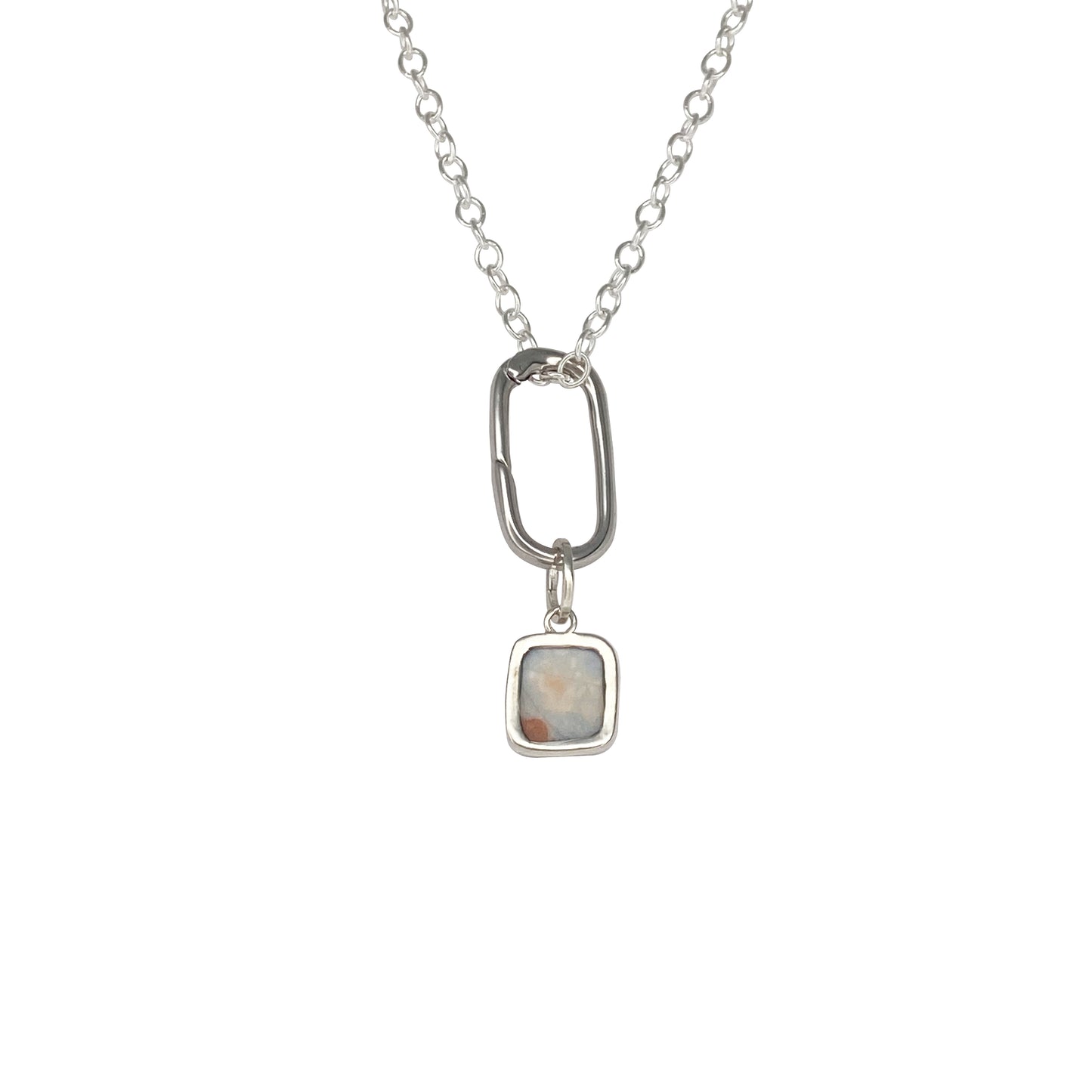 Silver Square Druzy Charm
