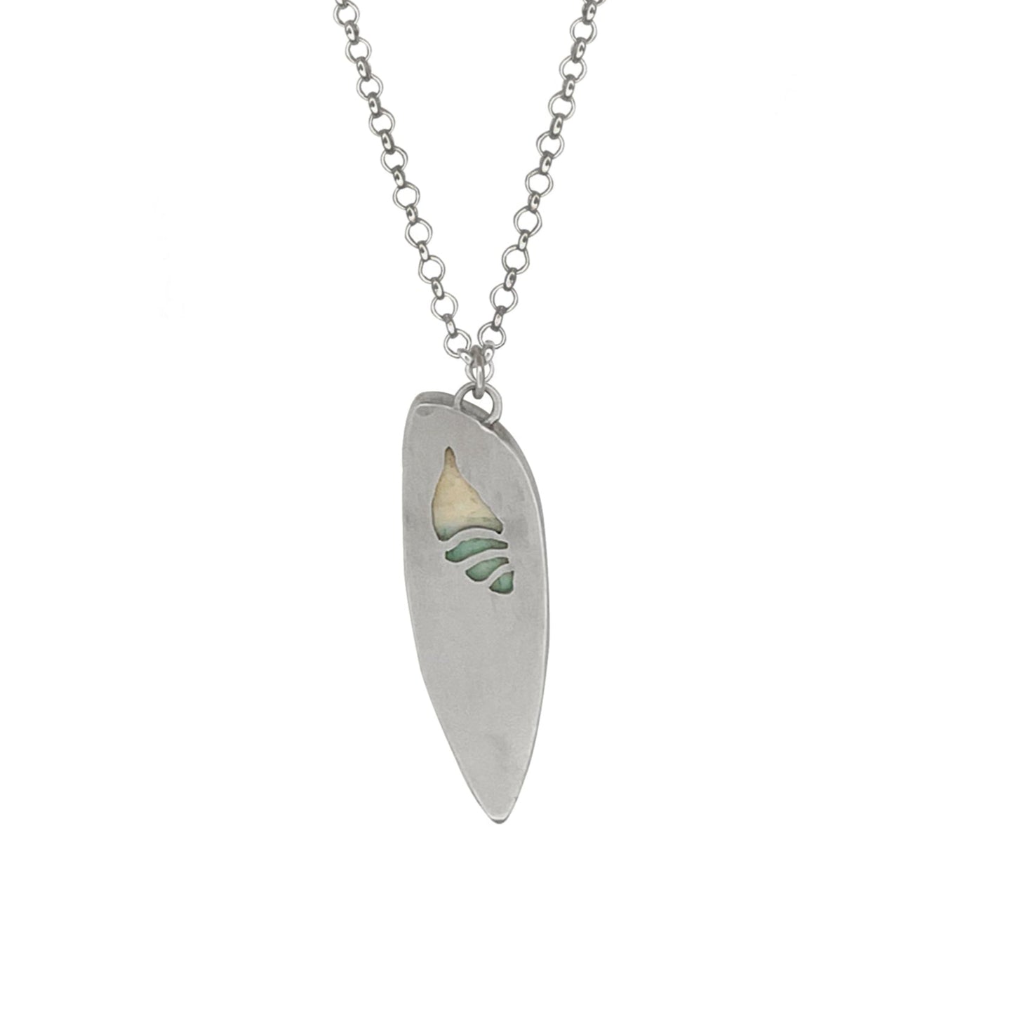 Opalized Wood Pendant with Shell on the Back