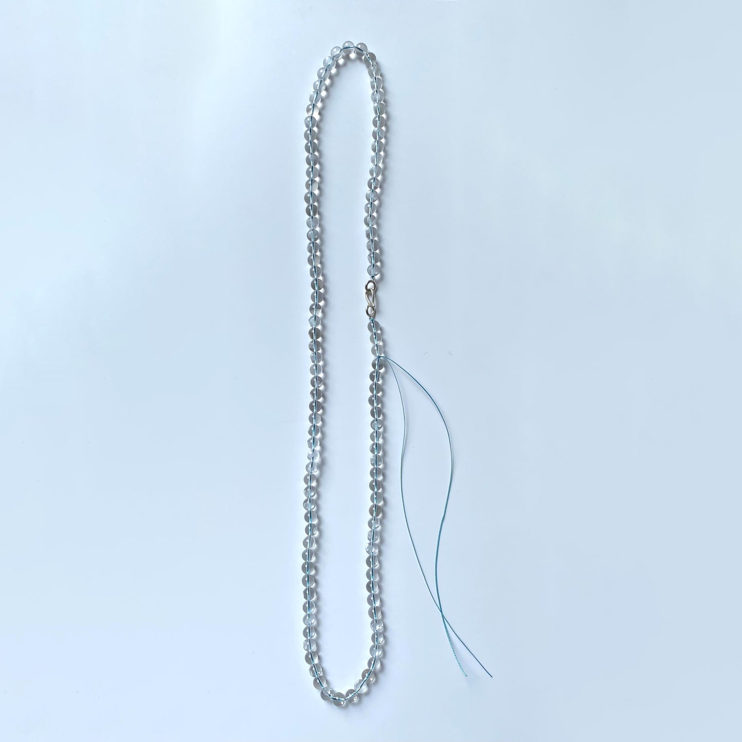 cut quartz necklace – sky blue long