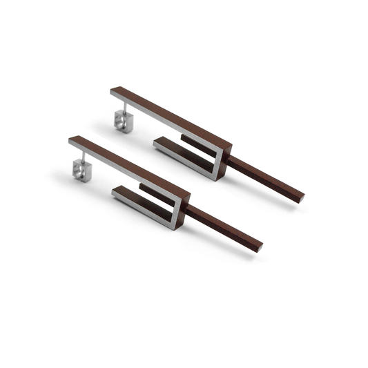 Structural Long Collection 6 Earrings, Red Oxidized