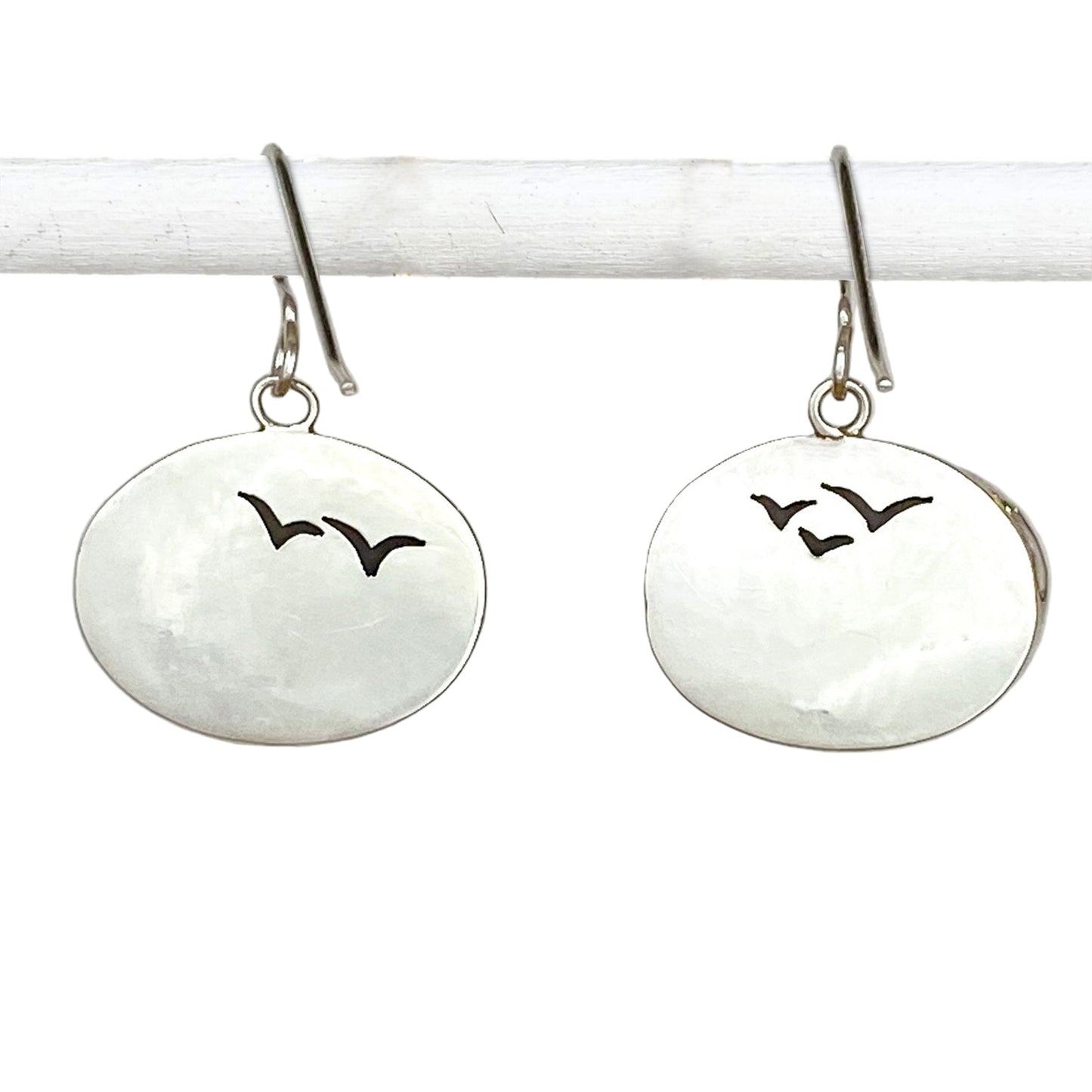 Landscape Jasper Earrings with Birds Details