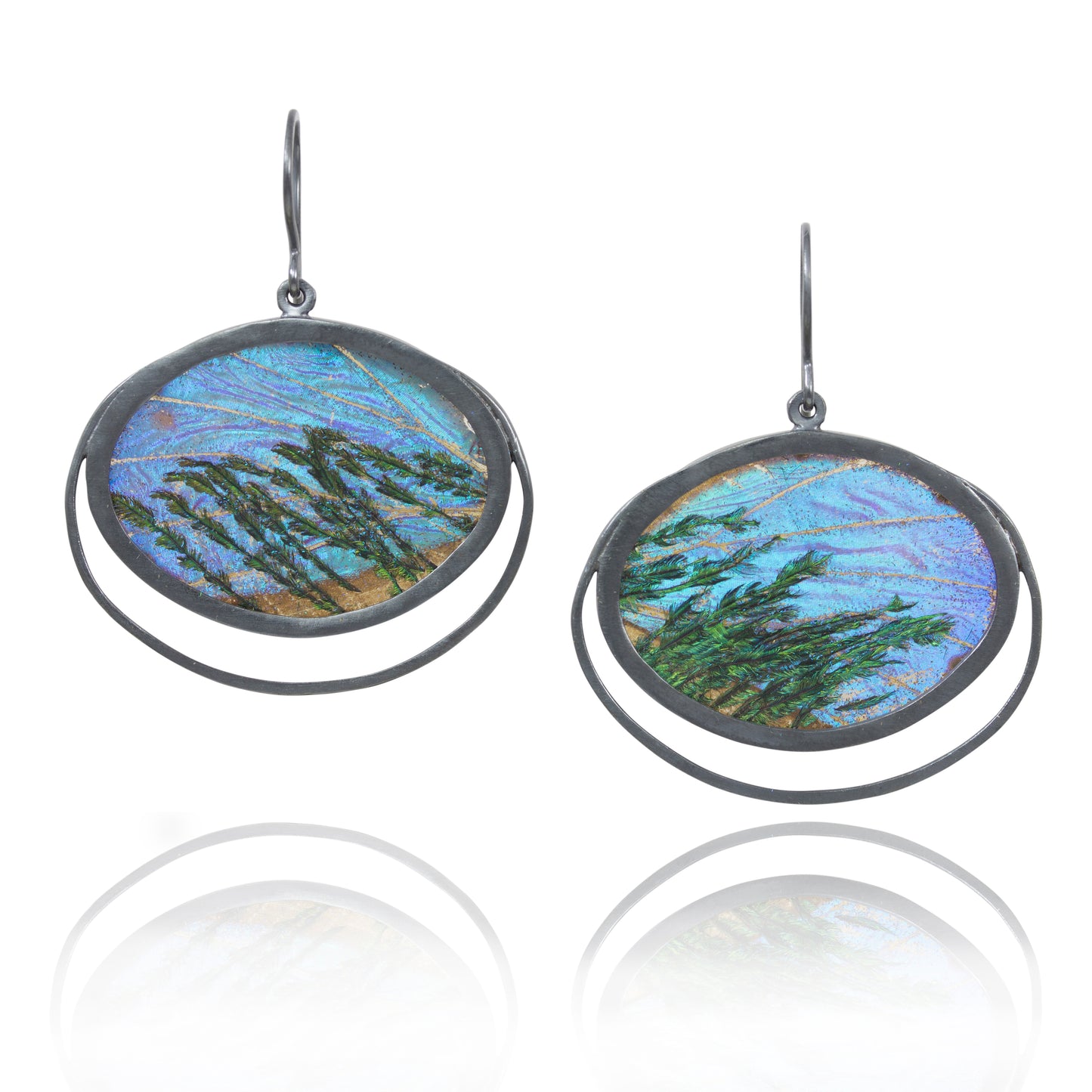 Meye Draped Earrings: Morpho/Peacock