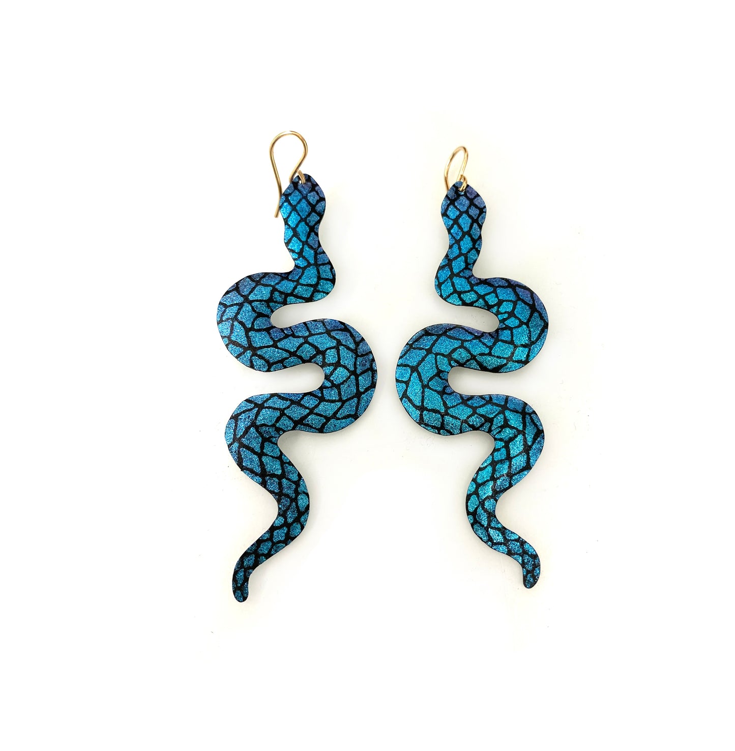 Cyan Snakebite Earrings Dangle
