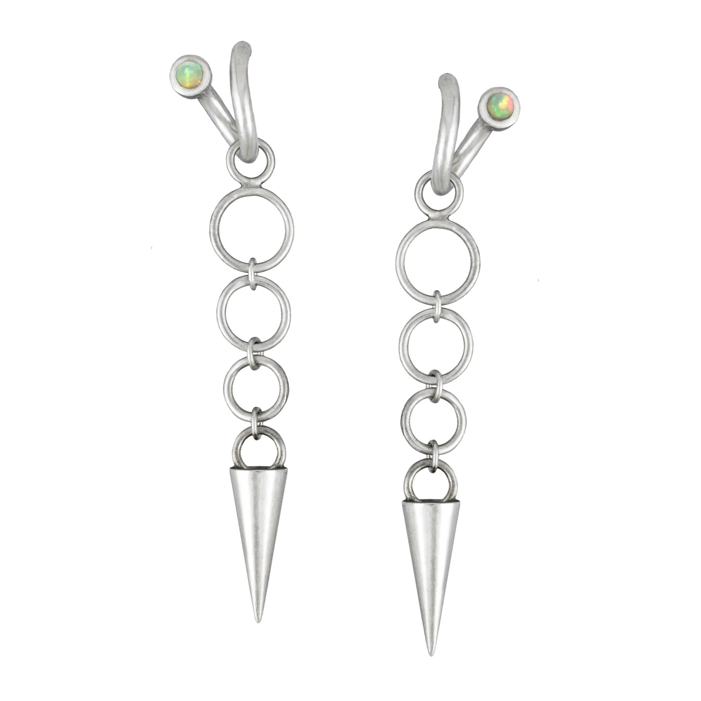 Ethiopian Opal Peek-A-Boo Hoops with Spike Charms