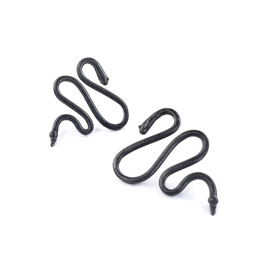Blackened Slithering Silver Snake Stud Earrings