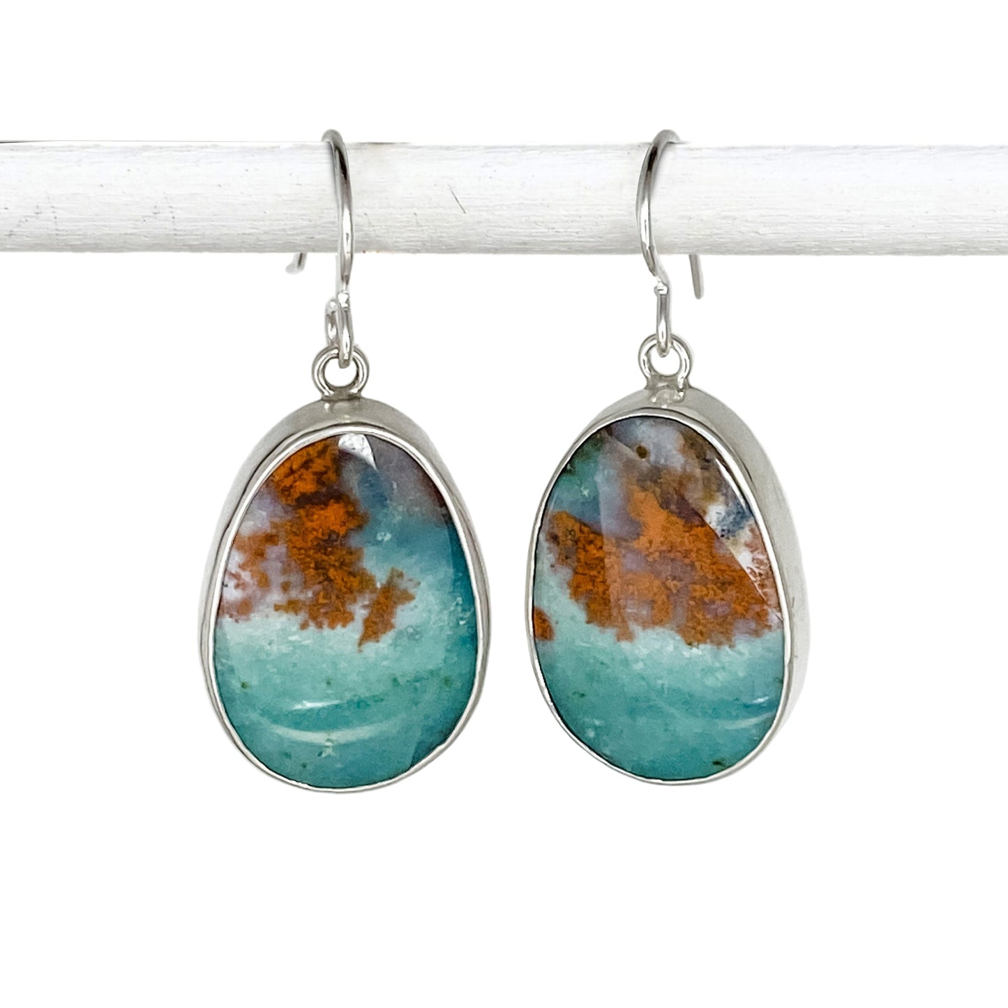 Opalized Wood Dangle Earrings with Octopi