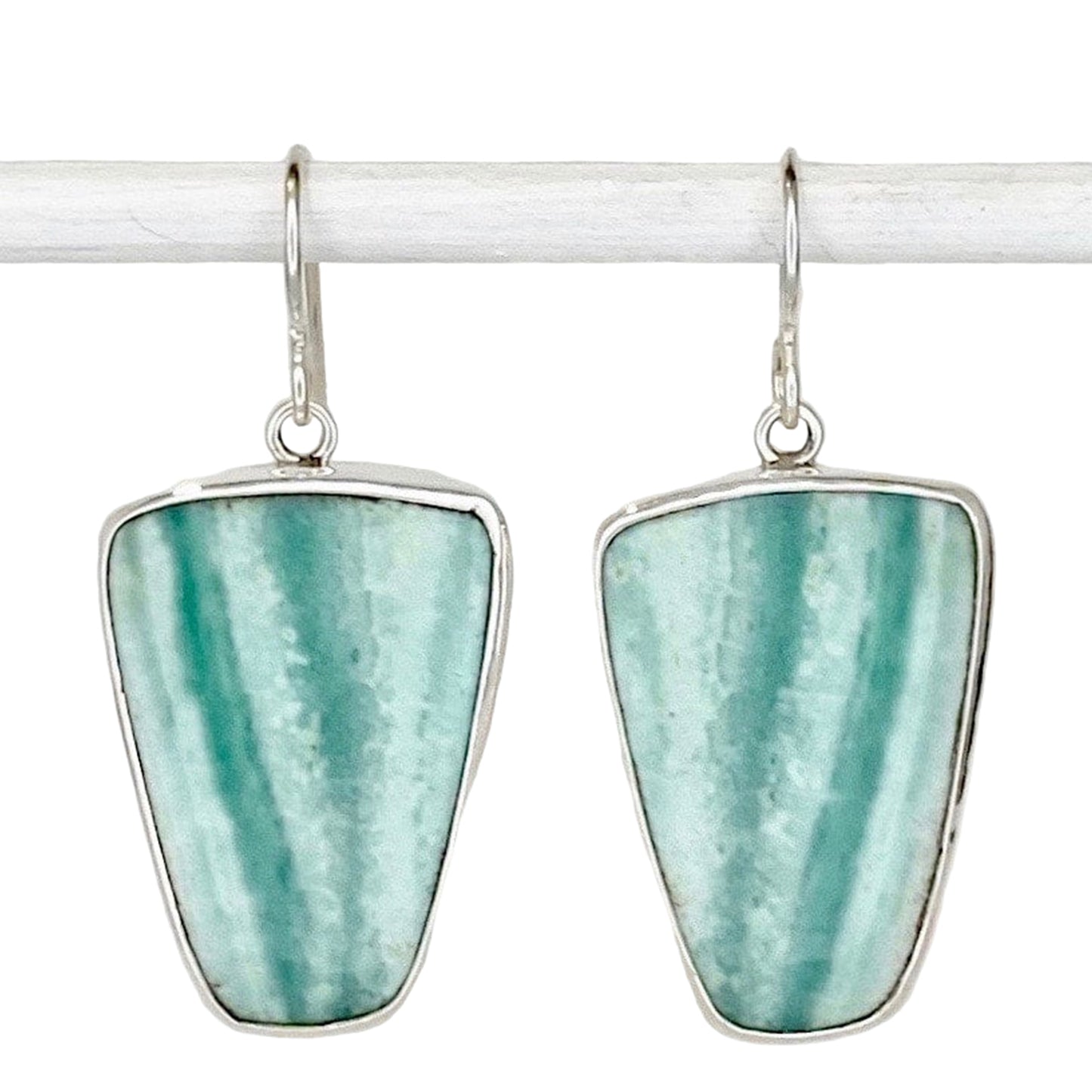 Opalized Wood Dangle Earrings with Waves