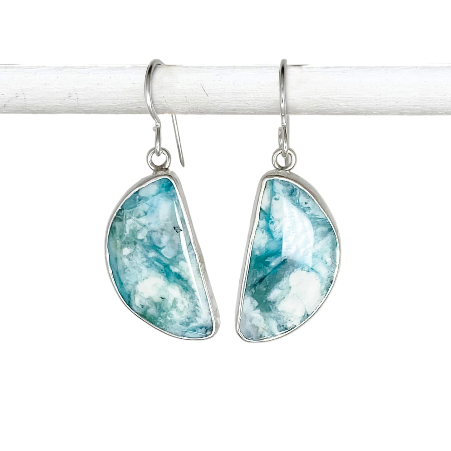 Opalized Wood Dangle Earrings with Whales