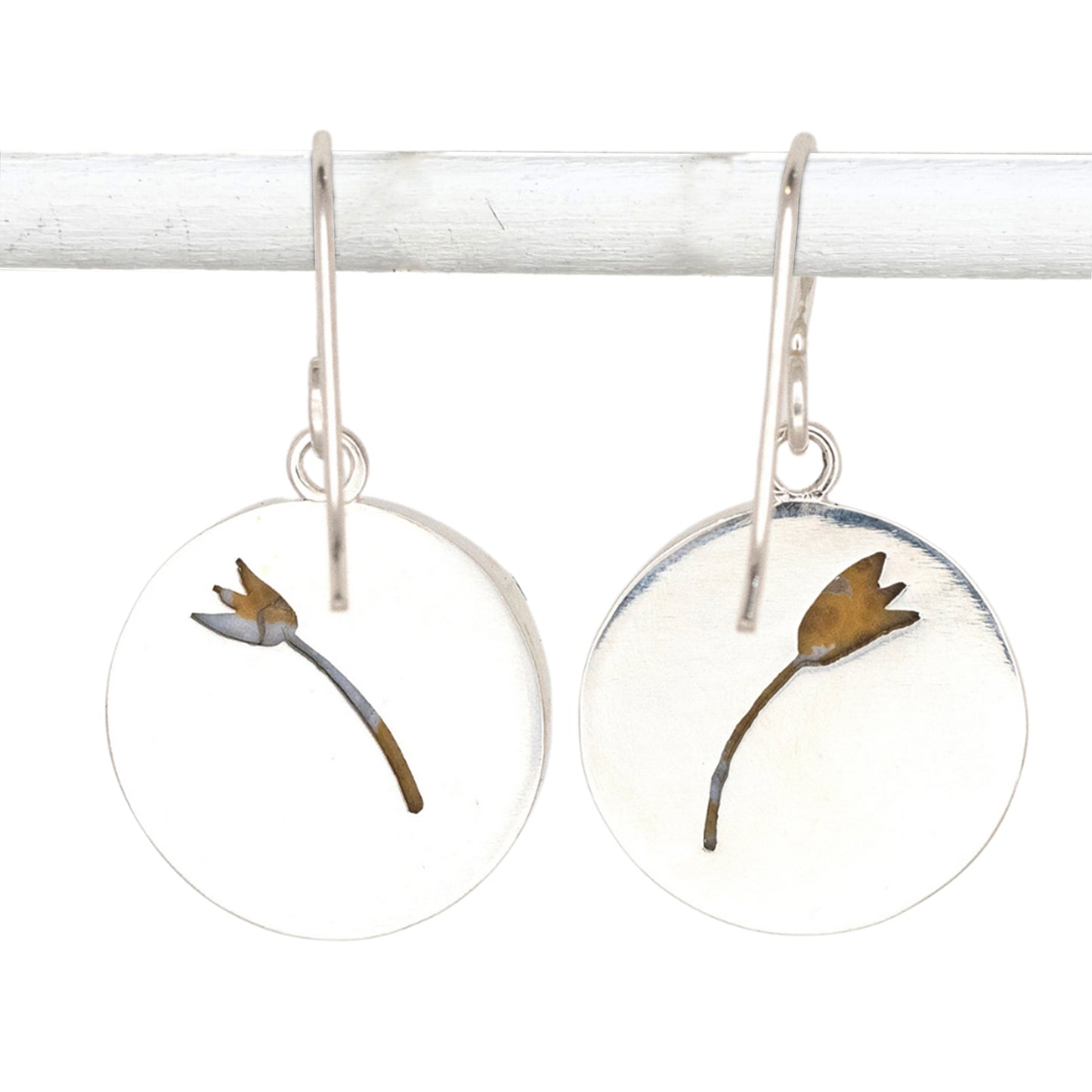 Round Ocean Jasper Dangle Earrings with Tulips on the Backs