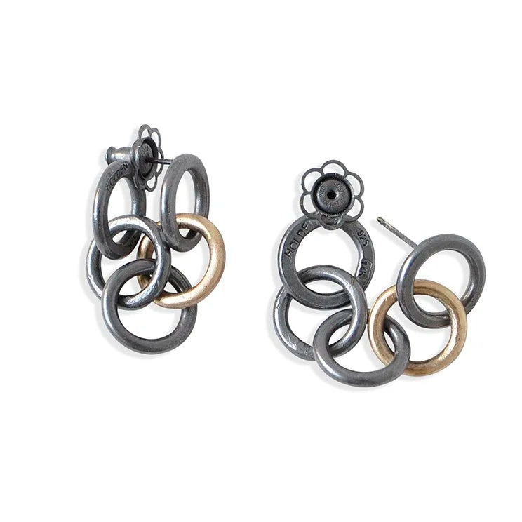 Oxi Gold Chain Drop Earrings - 5 LINK