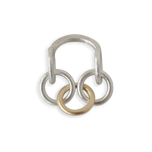 Silver Chain Gold Ring