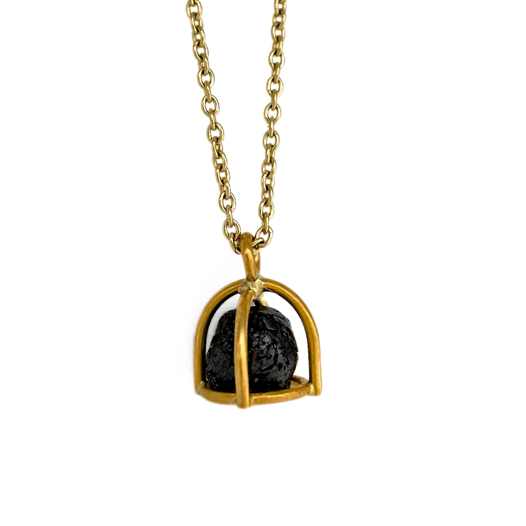 Ship Wrecked Black Raw Diamond Cage Necklace