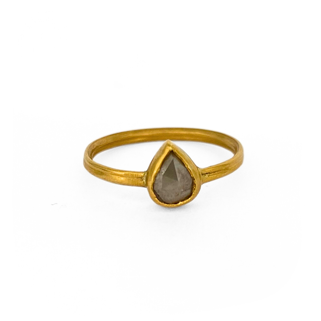 Ship Wrecked Grey Pear Diamond Ring