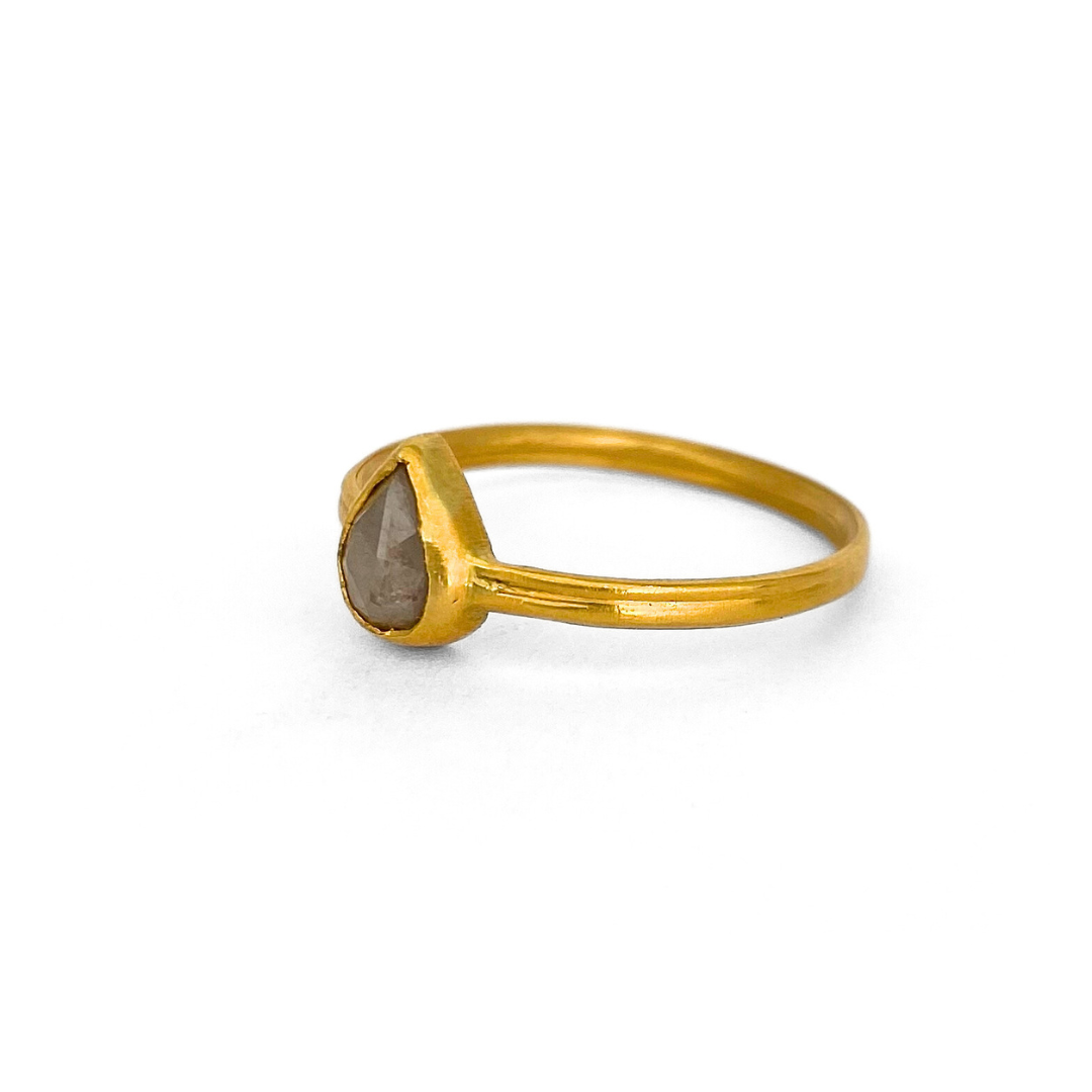 Ship Wrecked Grey Pear Diamond Ring