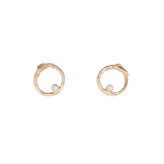 14k Tiny Circle White or Yellow Gold Posts with Diamonds or Sapphire