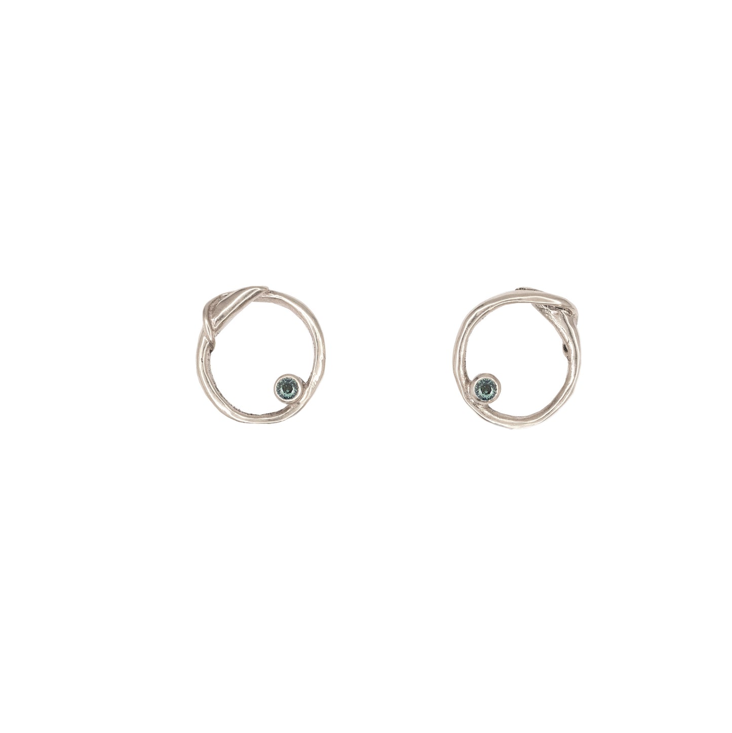 14k Tiny Circle White or Yellow Gold Posts with Diamonds or Sapphire