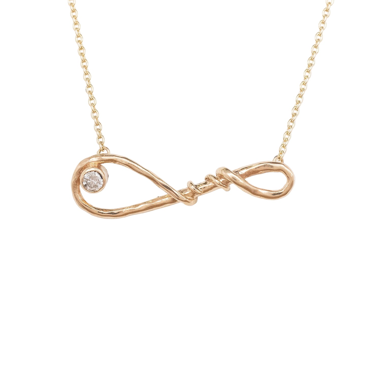 14k Gold Fluid Link Necklace with Diamond