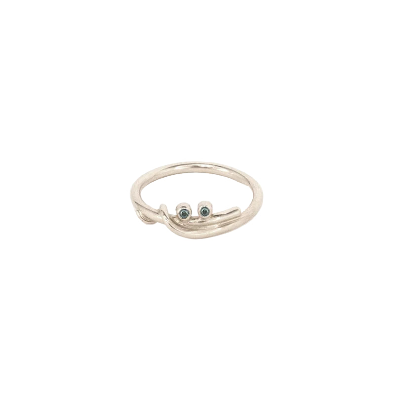14k Wrapped Vine Yellow or White Gold Band with two 2mm Diamonds or Sapphires