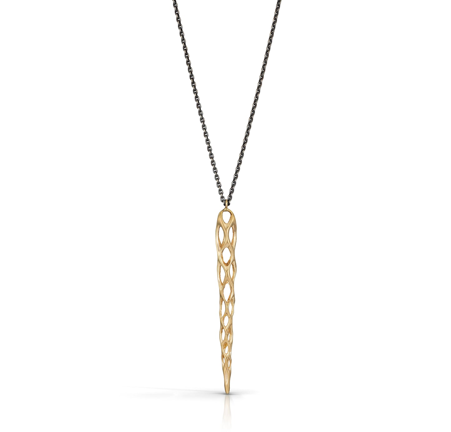 Cholla Pendant Large 14k on 32" Antiqued Sterling Silver Chain