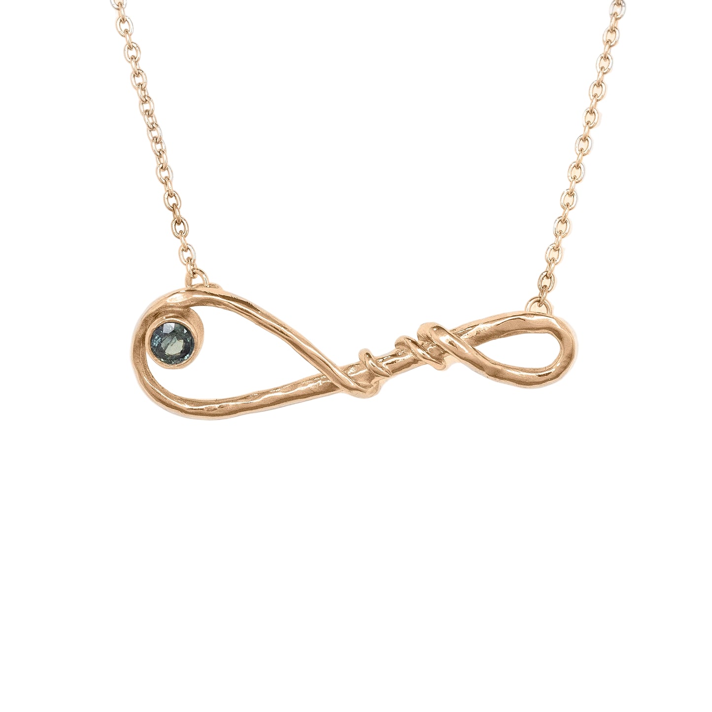 14k Gold Fluid Link Necklace with Sapphire