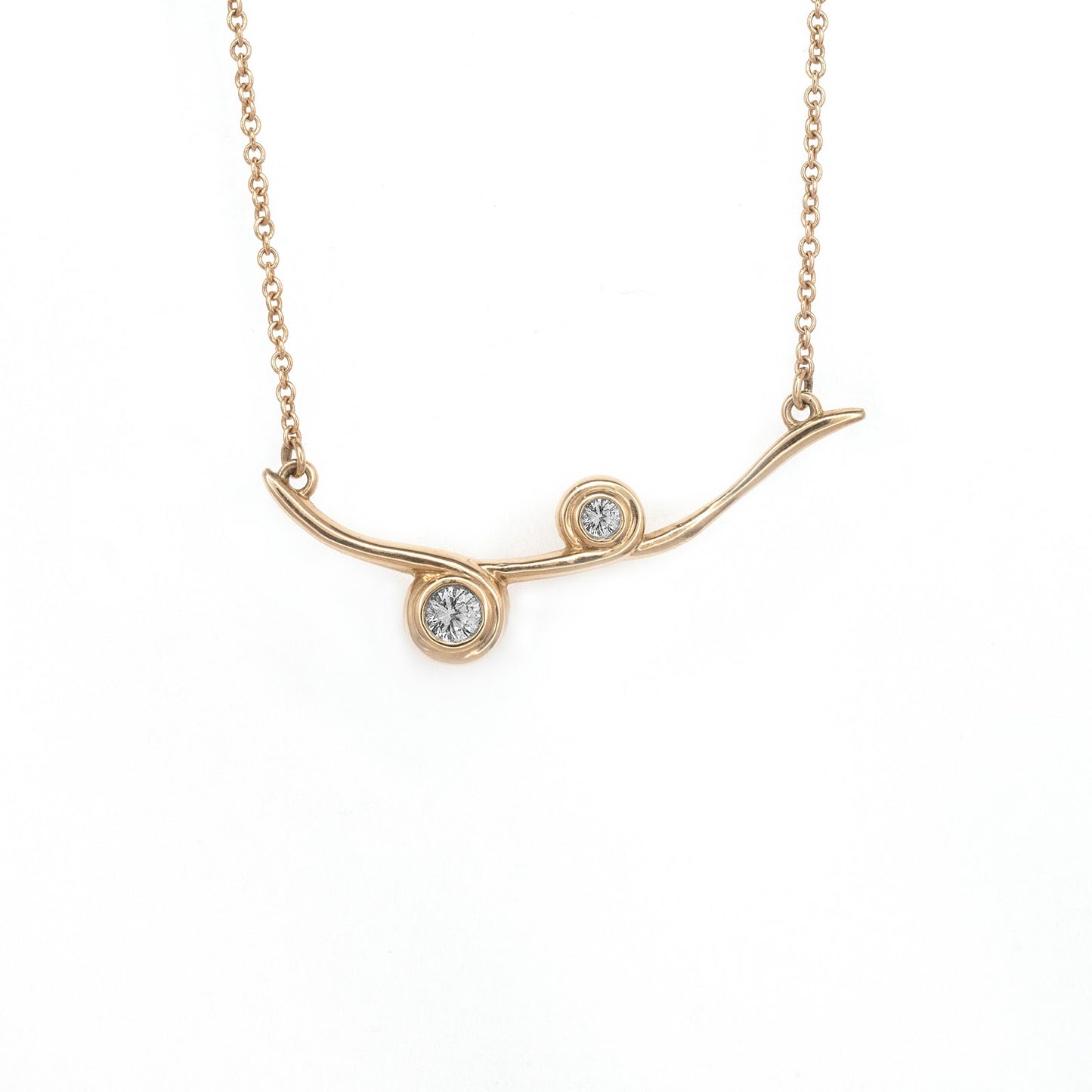 14k Double Loop Yellow or White Gold Necklace with Sapphires or Diamonds