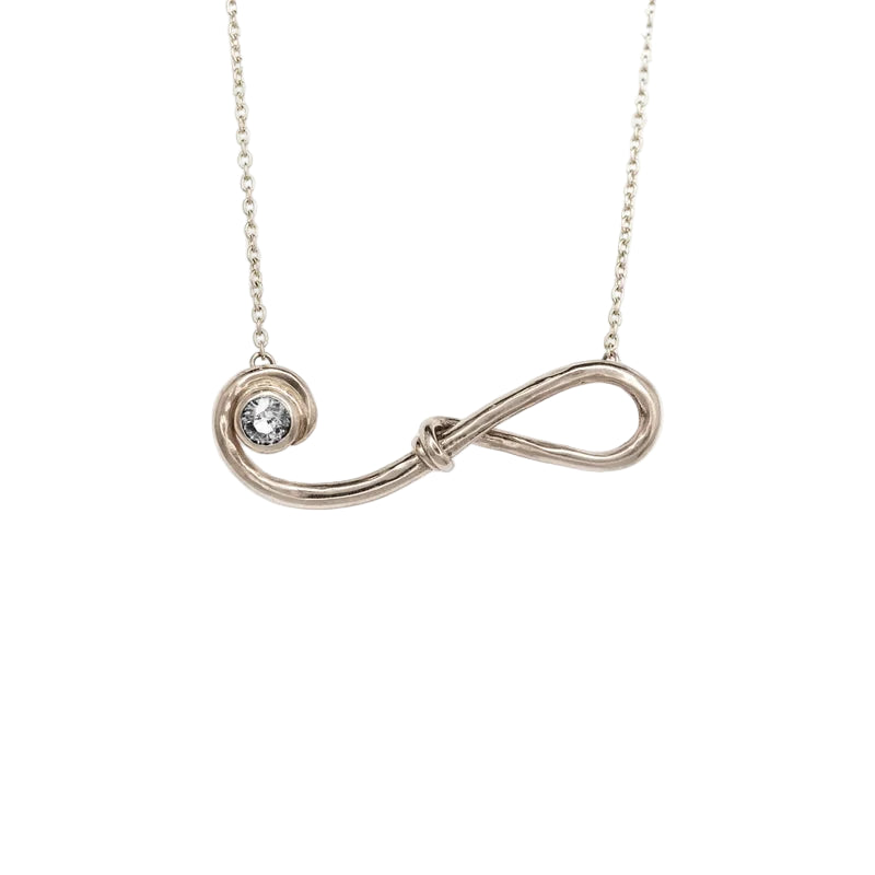 14k Off-centered Link Yellow or White Gold Necklace with Sapphire or Diamond