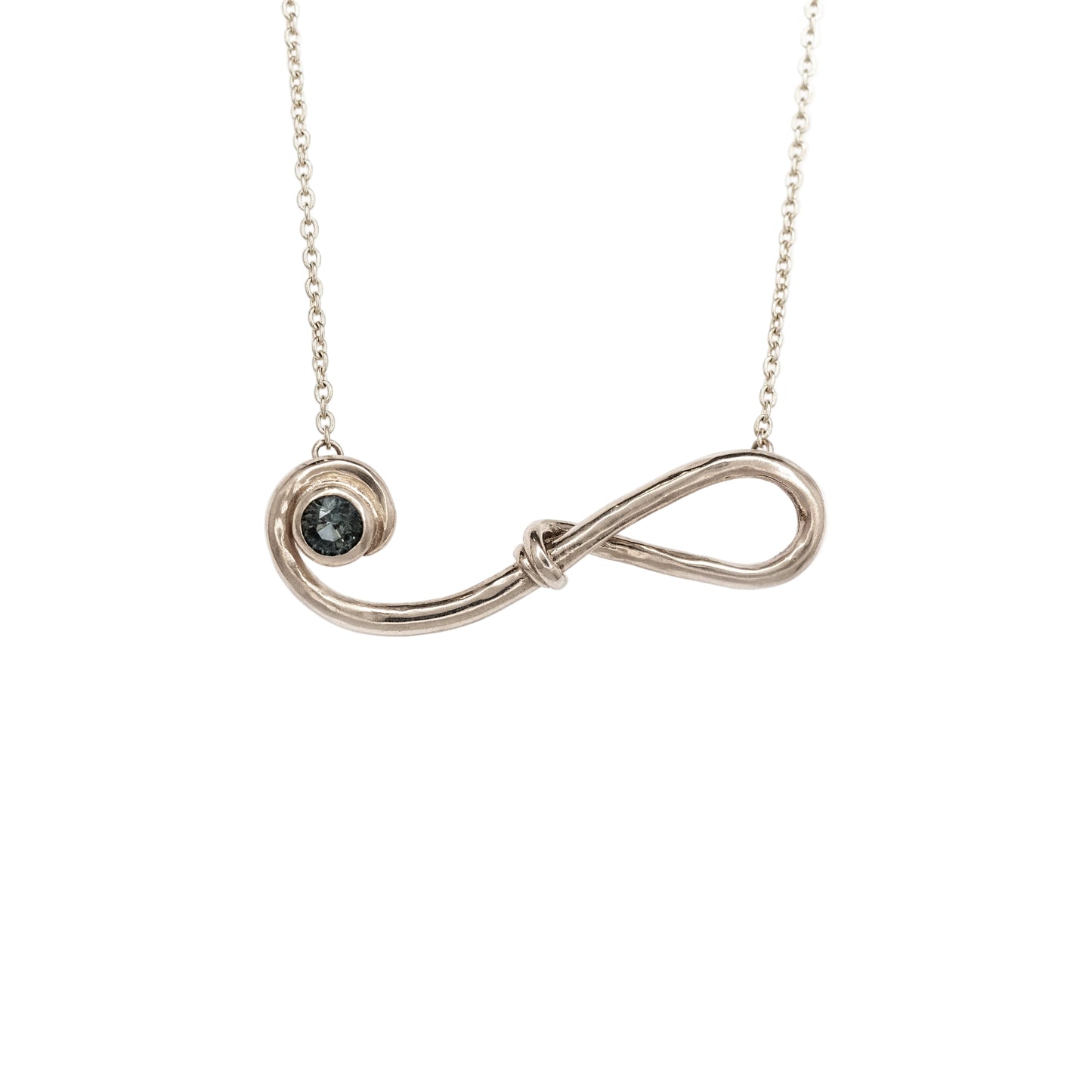 14k Off-centered Link Yellow or White Gold Necklace with Sapphire or Diamond